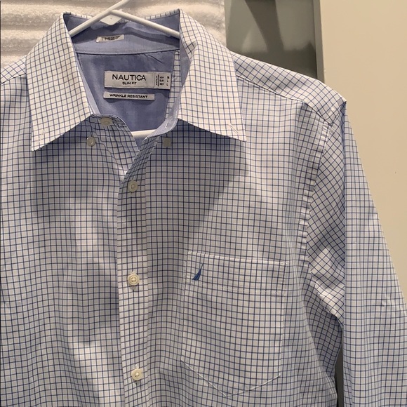 Blue and white nautica like new dress shirt - Picture 2 of 3